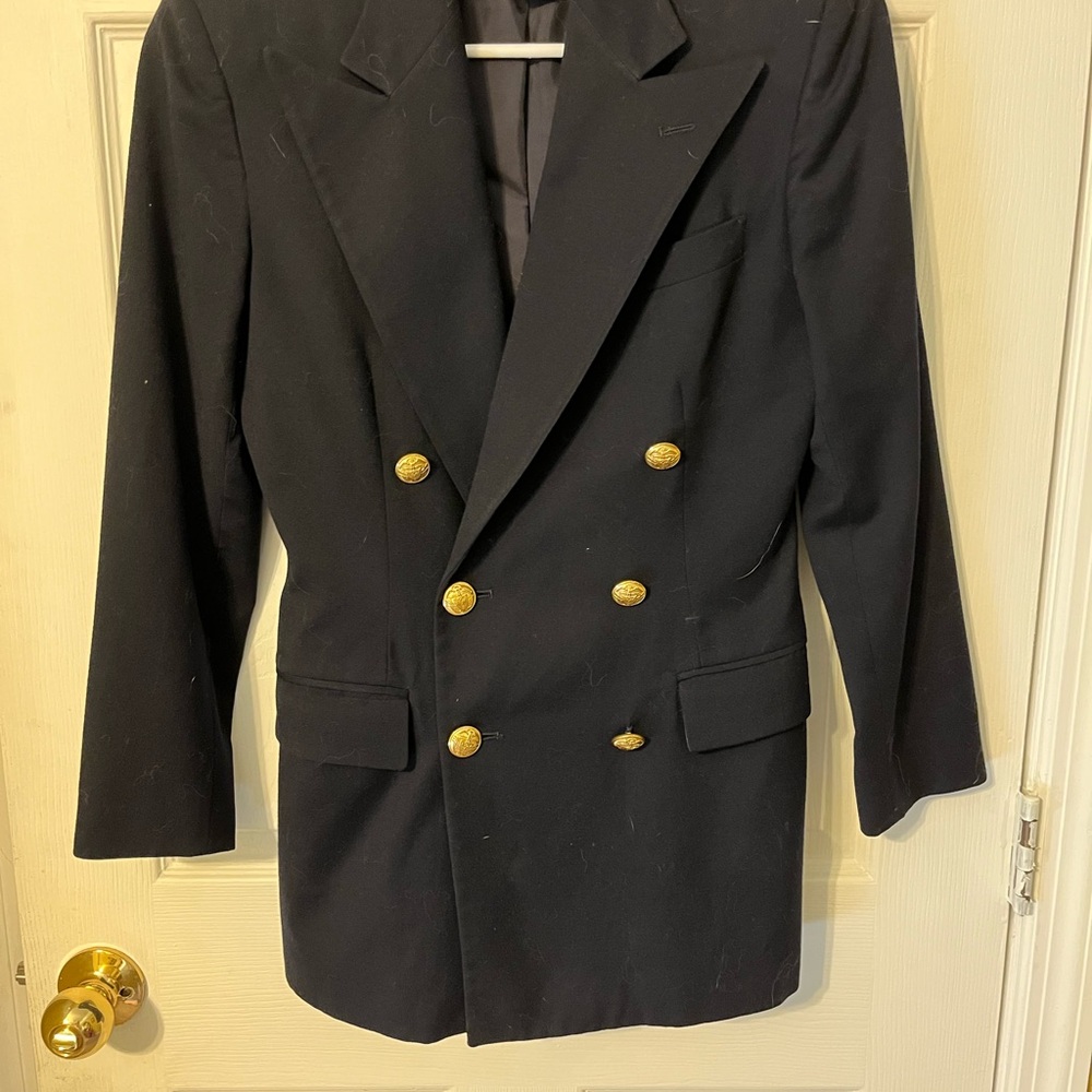 Ralph Lauren dark navy double breasted blazer size 2- EUC!